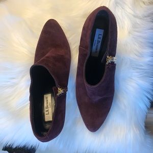 L.K. Bennett Suede Burgundy Ankle Boots Size 40